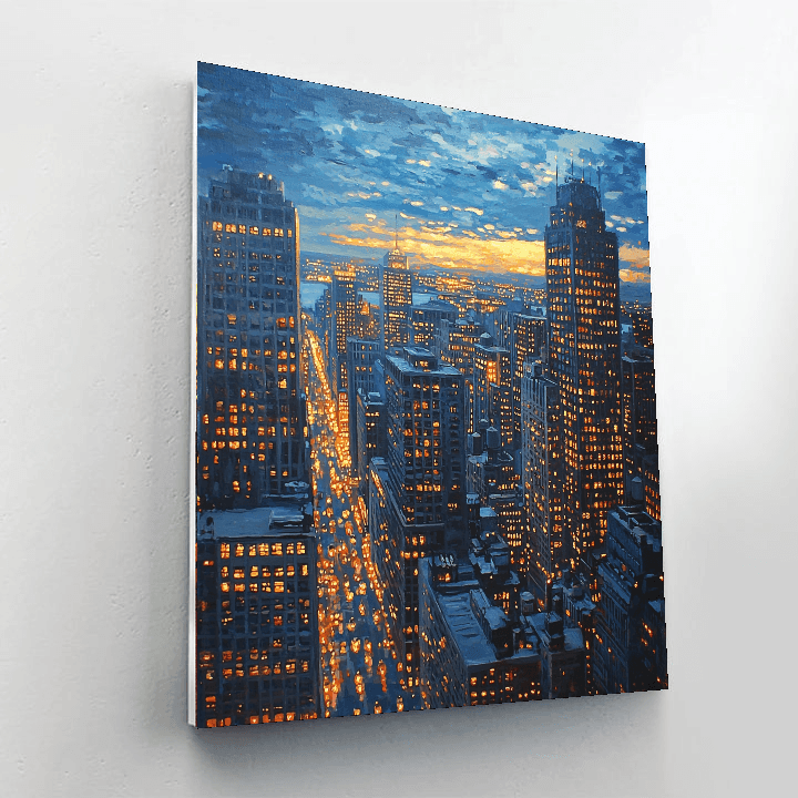 Edward Hopper Inspired Metropolitan Twilight Glow  Paint By Color