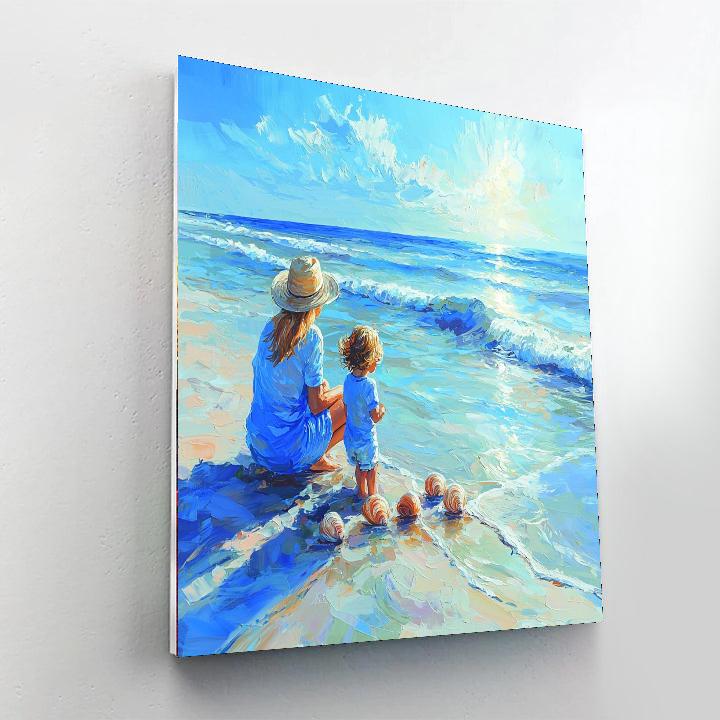 Mother And Child At The Beach DIY Paint By Numbers