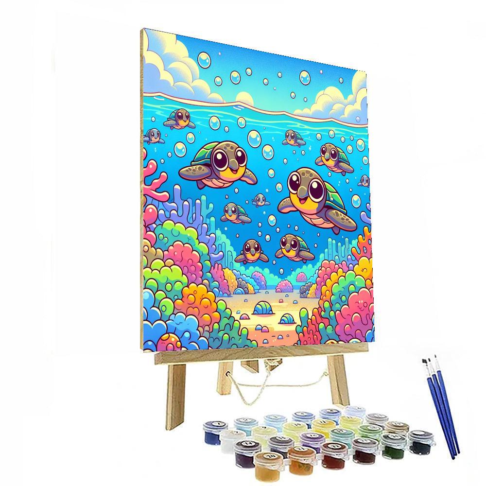Curious Sea Turtles Painting By Numbers Kit