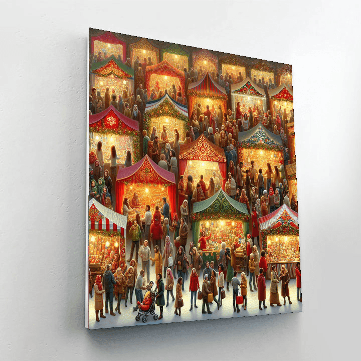 Festive Holiday Market Painting Number Kit