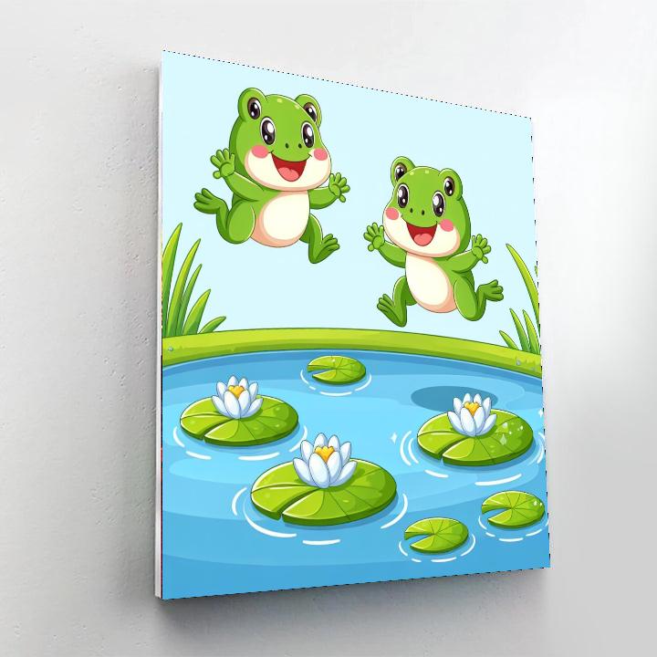 Frolicsome Farmyard Frogs Numbered Painting Kits