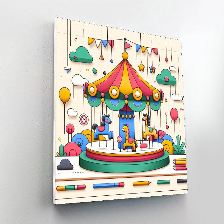 Cheerful Carousel Capers Paint By Numbers Art