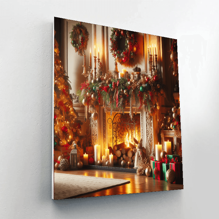 Festive Holiday Hearth Number Painting