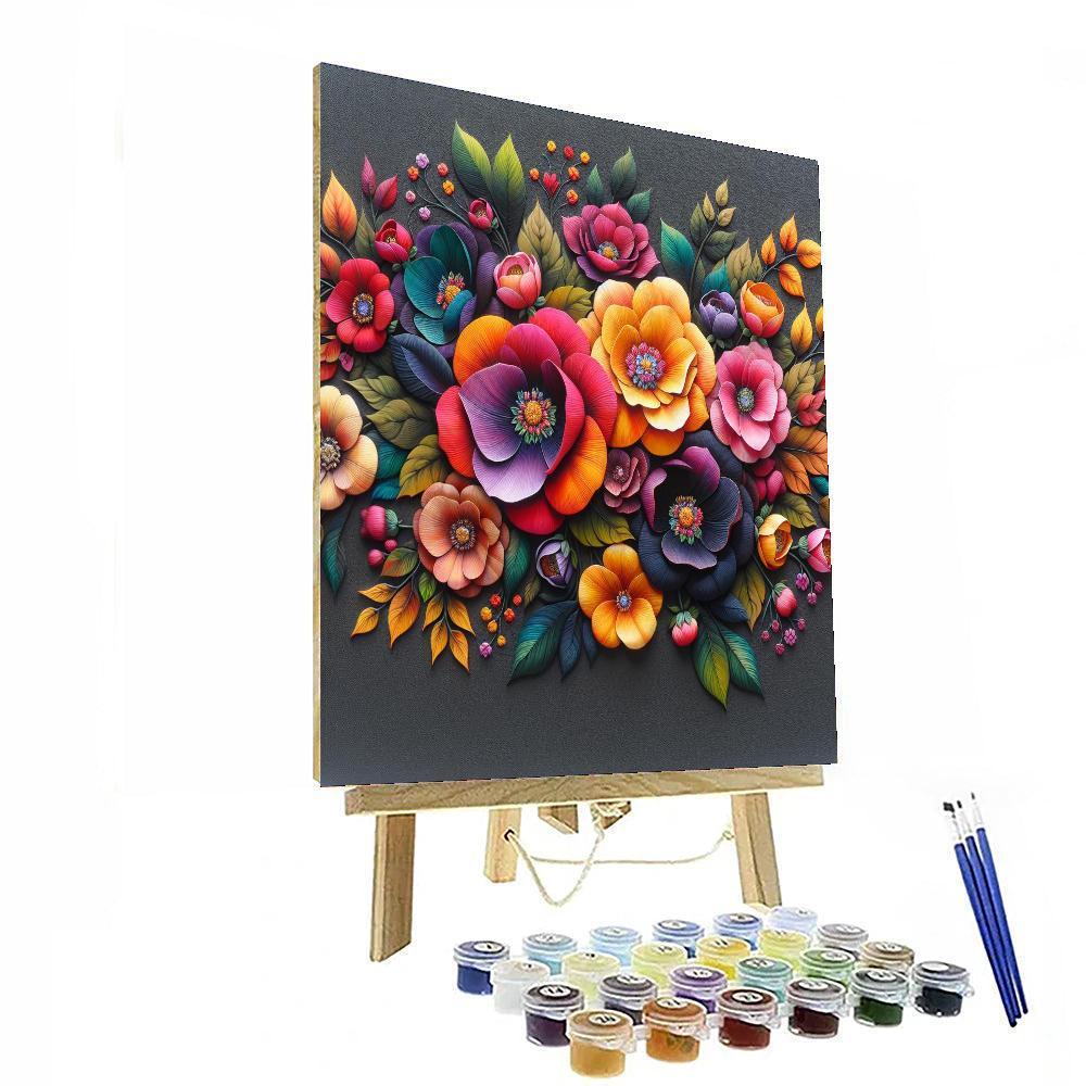 Exquisite Flower Explosion Numbered Painting Kits