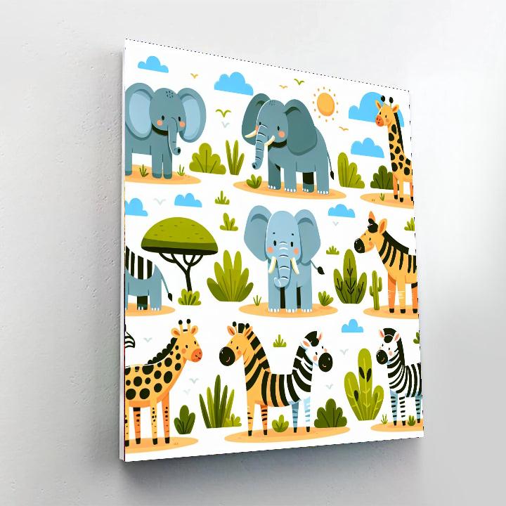 Joyous Safari Animals Paint By Numbers Art