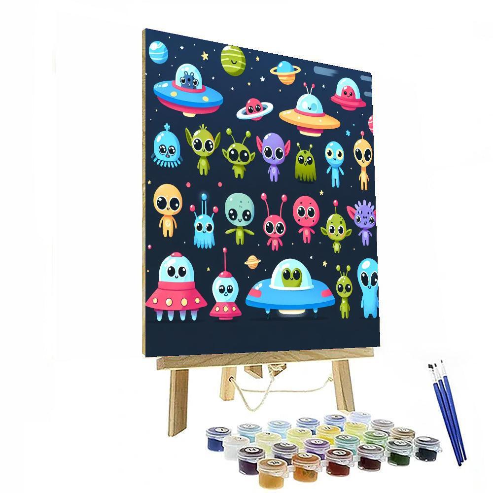 Alien Friends From Outer Space Paint By Numbers Kits