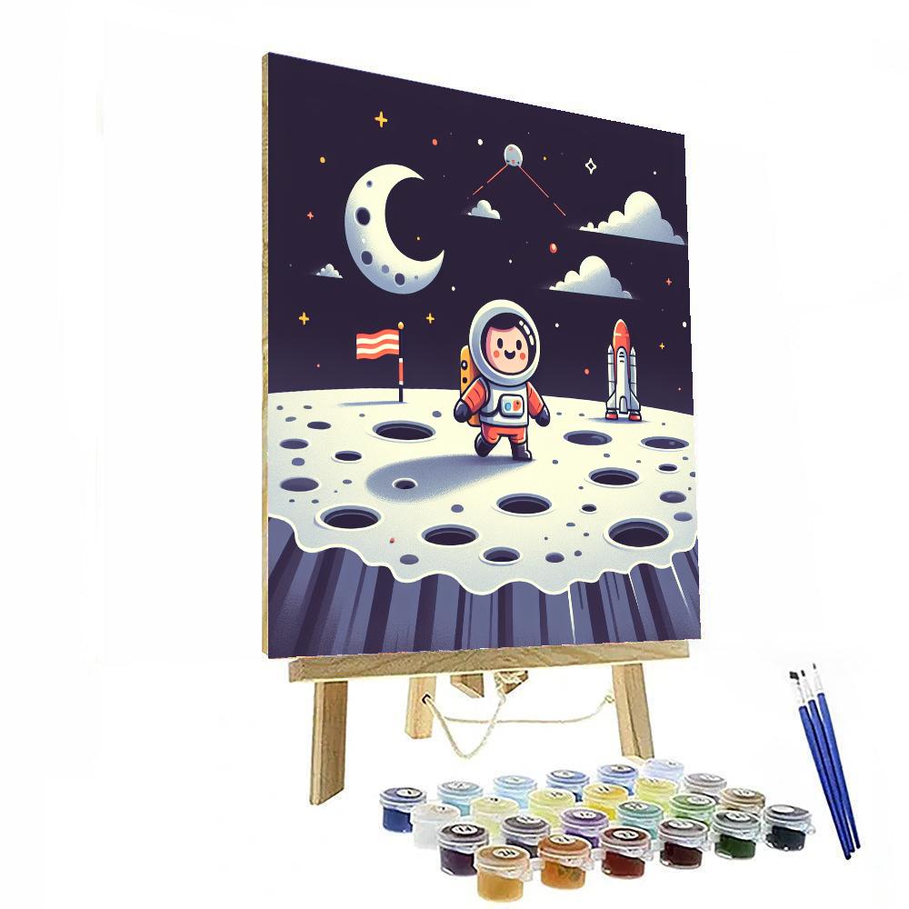 Little Astronaut's Moon Adventure Paint By Numbers Art