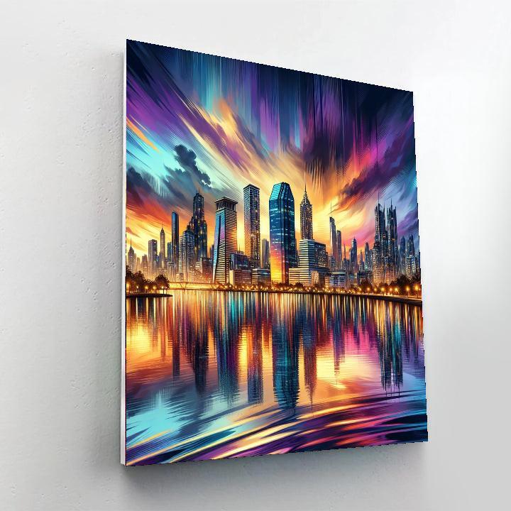 Radiant Cityscape At Dusk Paint By Numbers Art