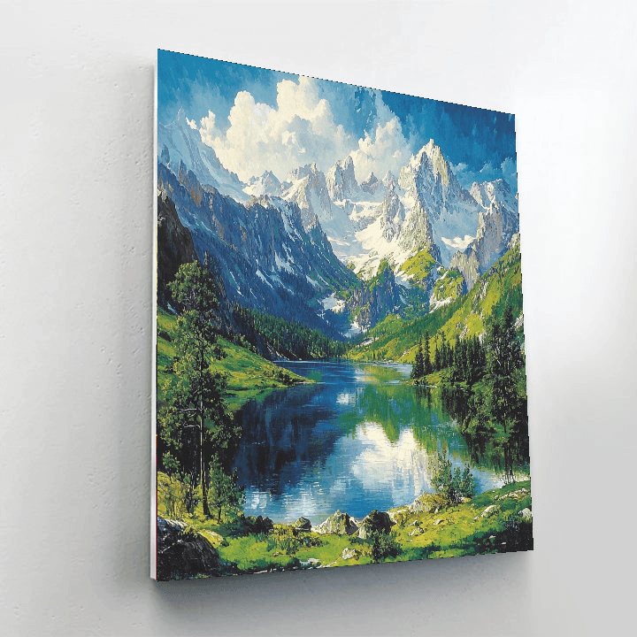 Albert Bierstadt Inspired Tranquil Mountain Retreat  Numbered Painting Kits