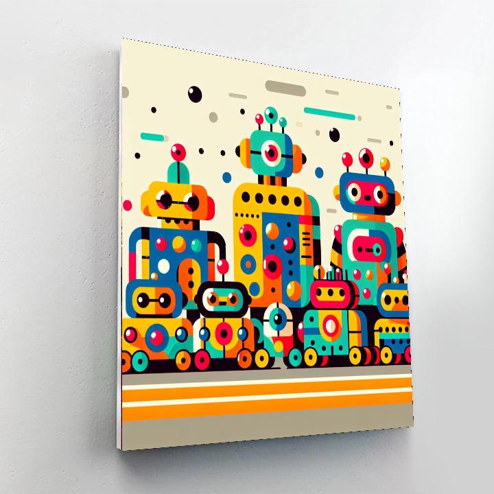 Quirky Robot Parade Paint By Numbers