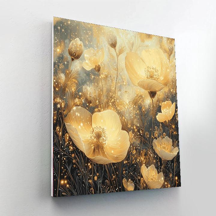 Leonardo Da Vinci Inspired Golden Aura Of Cosmic Blossoms  DIY Paint By Numbers