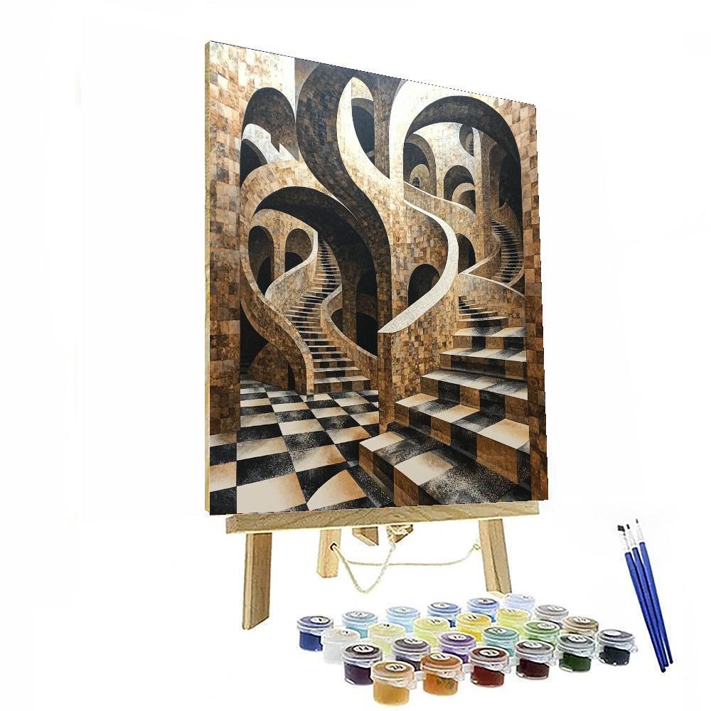 M.C. Escher Inspired Visual Paradox  Paint By Numbers