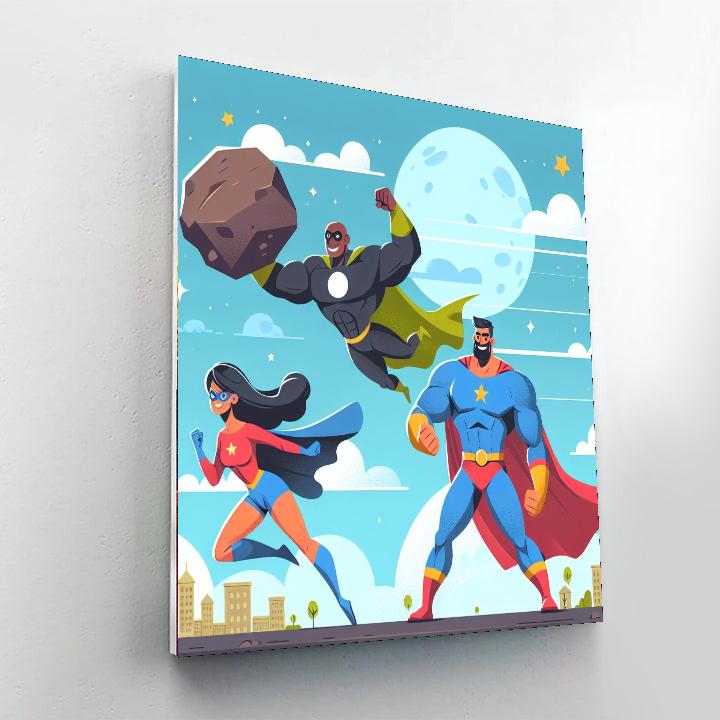 Superhero Team-up Challenge Paint By Numbers Art