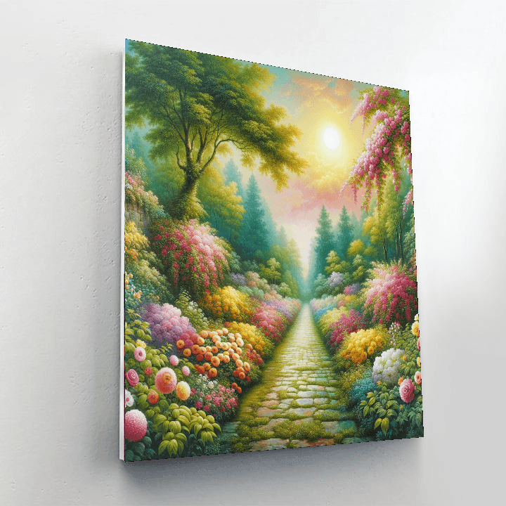 Charming Floral Garden Pathway Painting By Numbers Kit