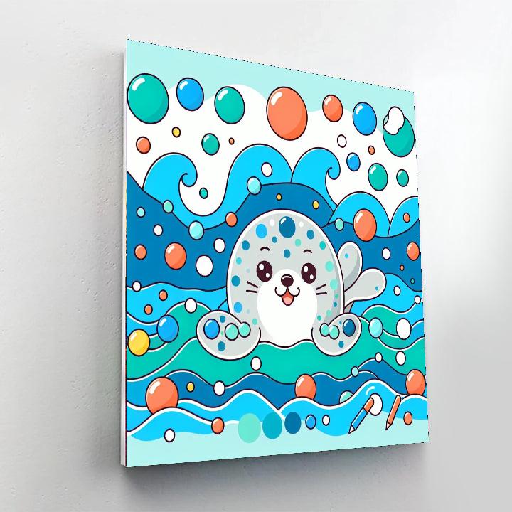 Playful Seal's Splash Number Painting