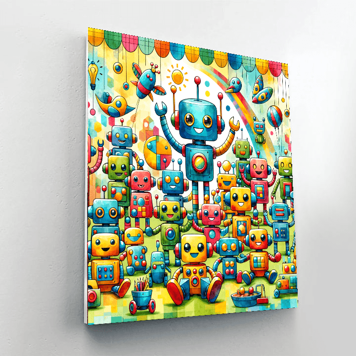 Funky Robot Friends Paint By Color