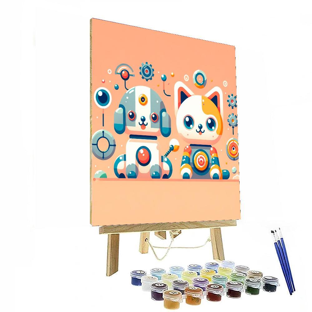 Cute Robot Pets Paint By Numbers Art