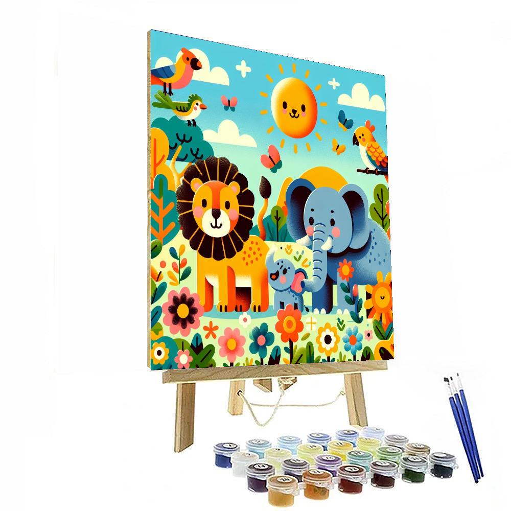 Rainbow Wildlife Adventure Paint By Numbers Art