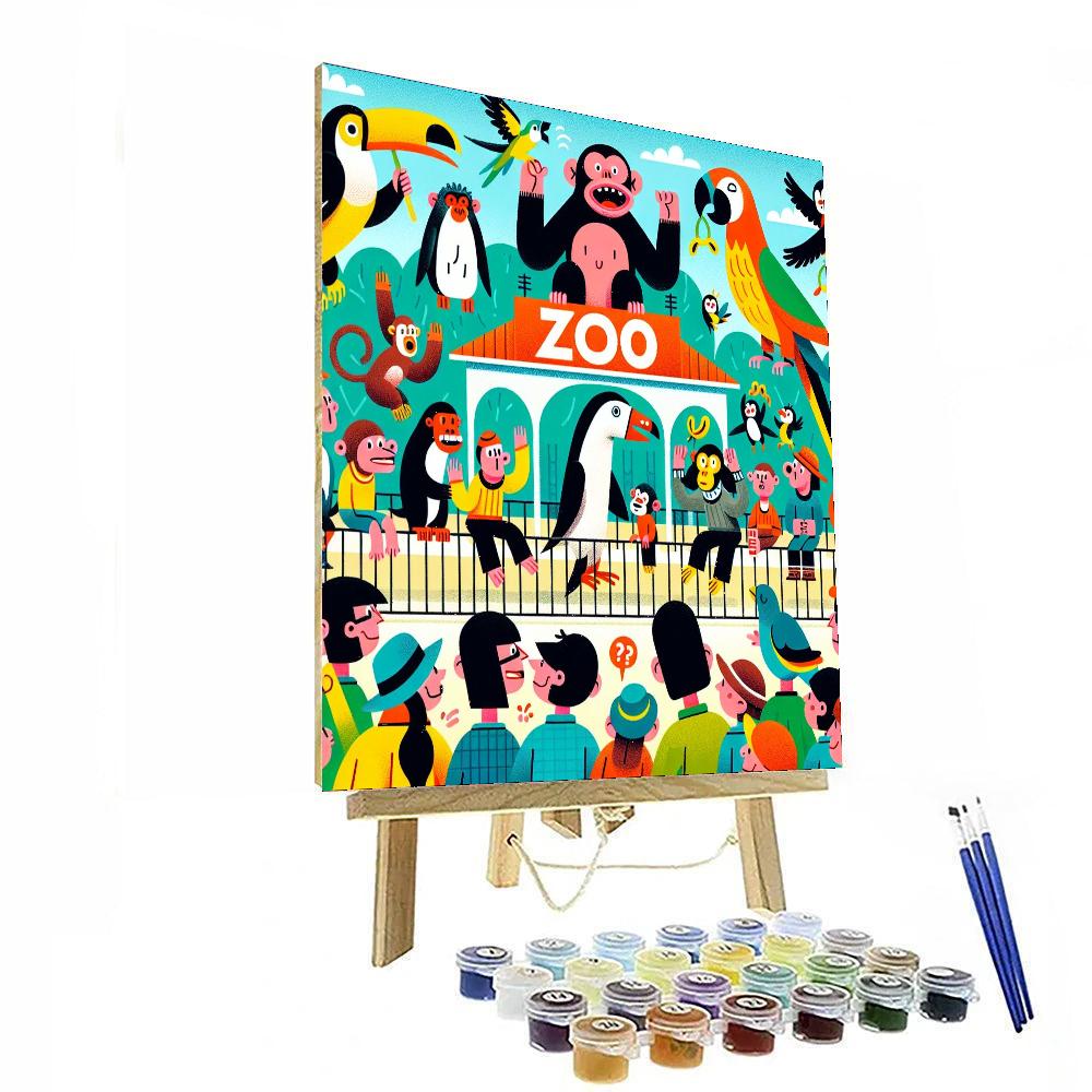 Hilarious Zoo Day Out Paint By Numbers Art