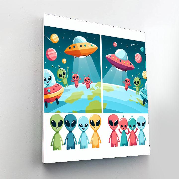 Cute Aliens From Planet Zog Number Painting