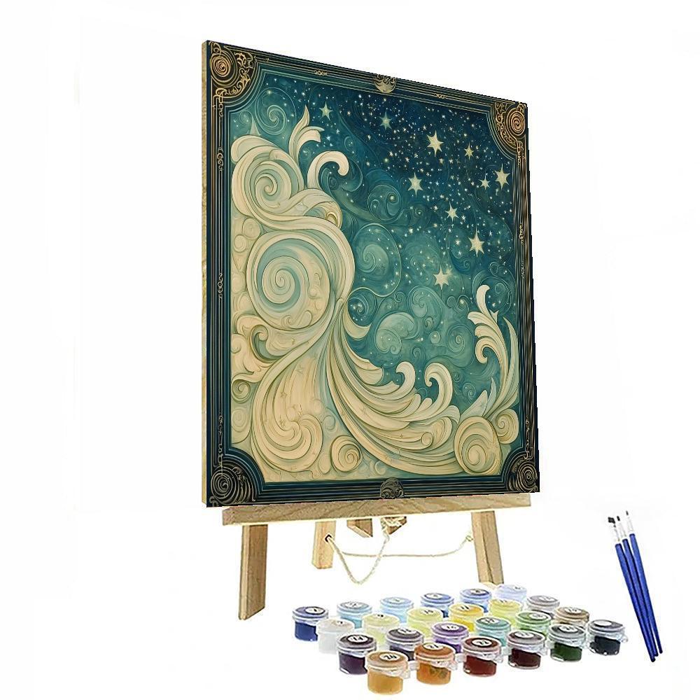 Alphonse Mucha Inspired Celestial Harmony Unveiled  Paint By Numbers Kits