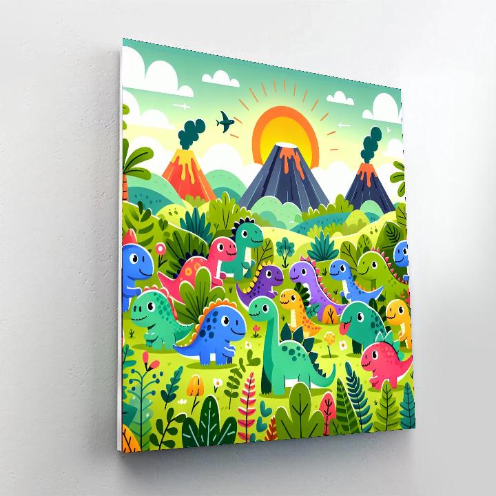 Enchanted Dinosaur Land Painting Number Kit