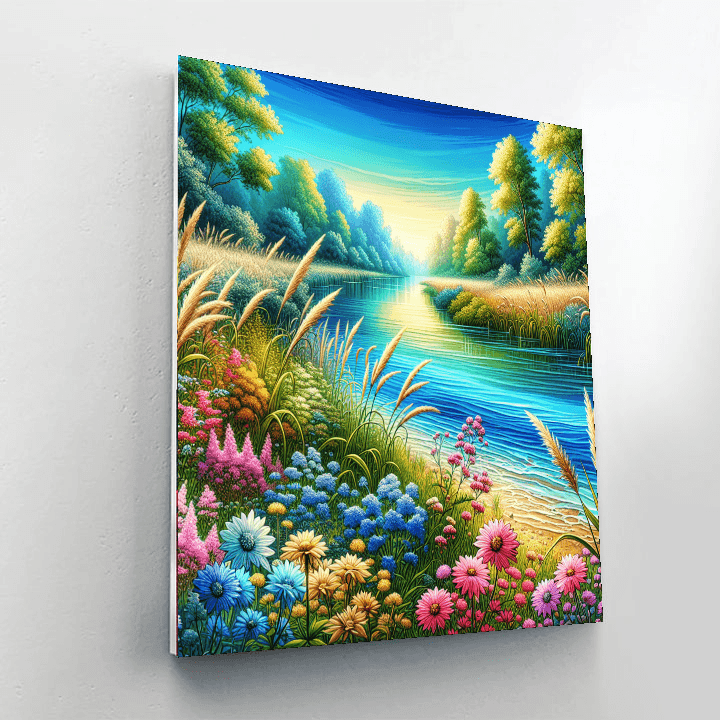 Charming Riverbank Retreat Number Painting