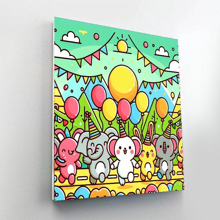 Silly Animal Parade Paint By Numbers Art