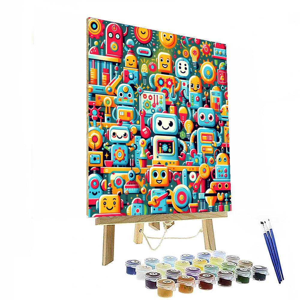 Colorful Robot Adventures Numbered Painting Kits