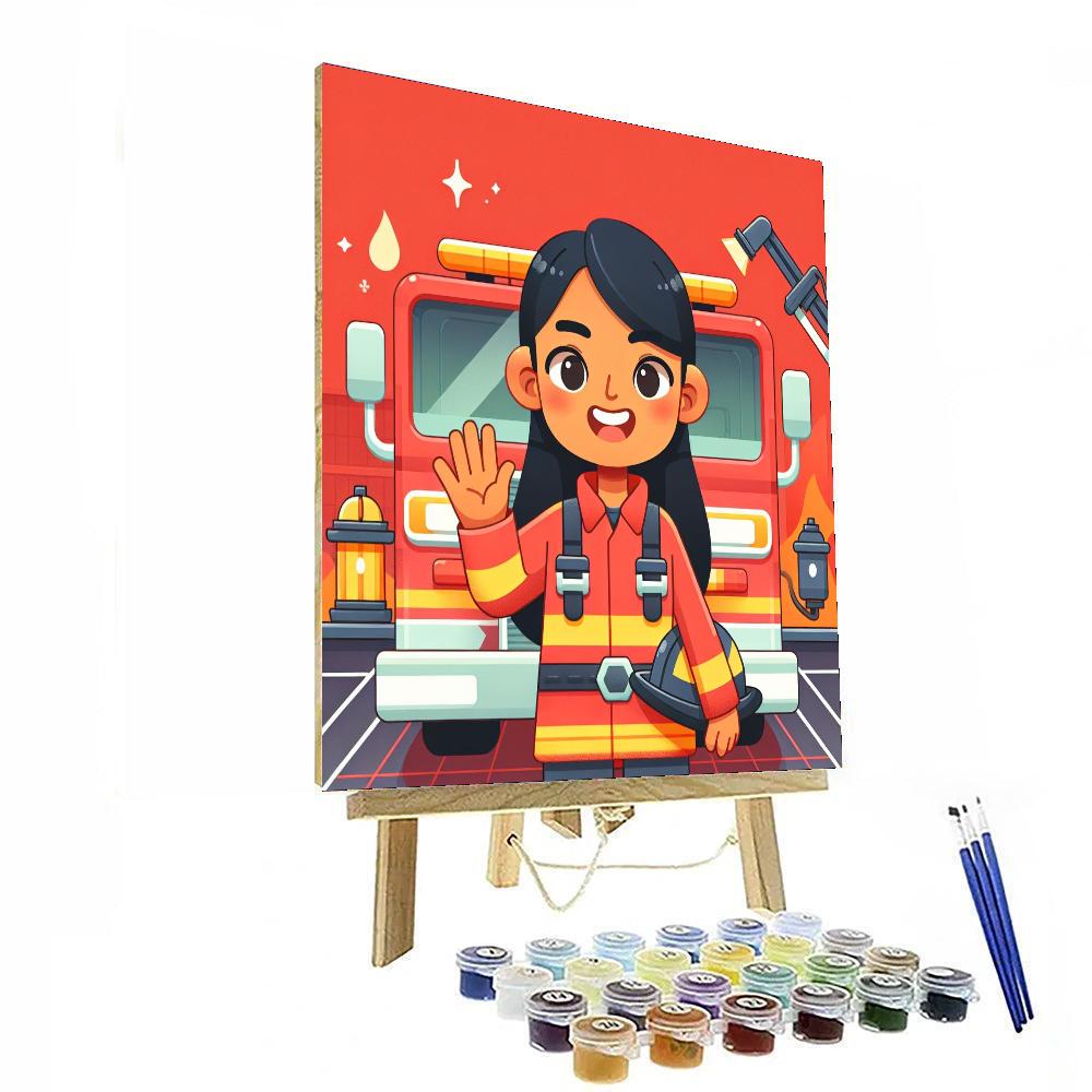 Brave Firefighter's Rescue Number Painting