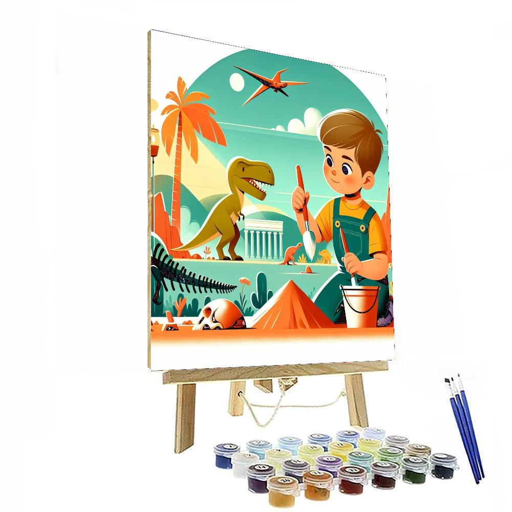 Dinosaur Excavation Site Painting Number Kit