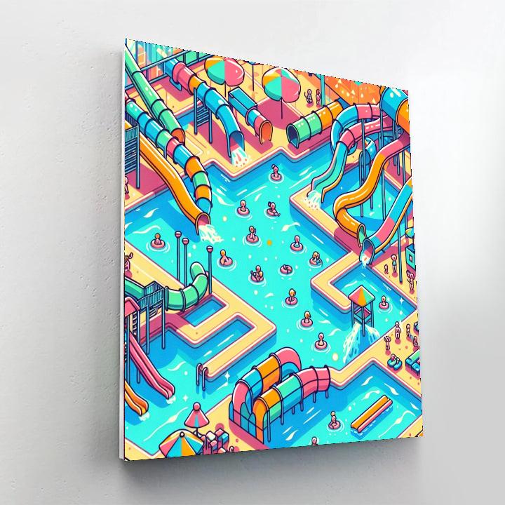 Playful Waterpark Splash Painting Number Kit
