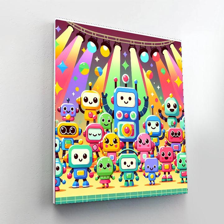 Joyful Robot Dance Party DIY Paint By Numbers
