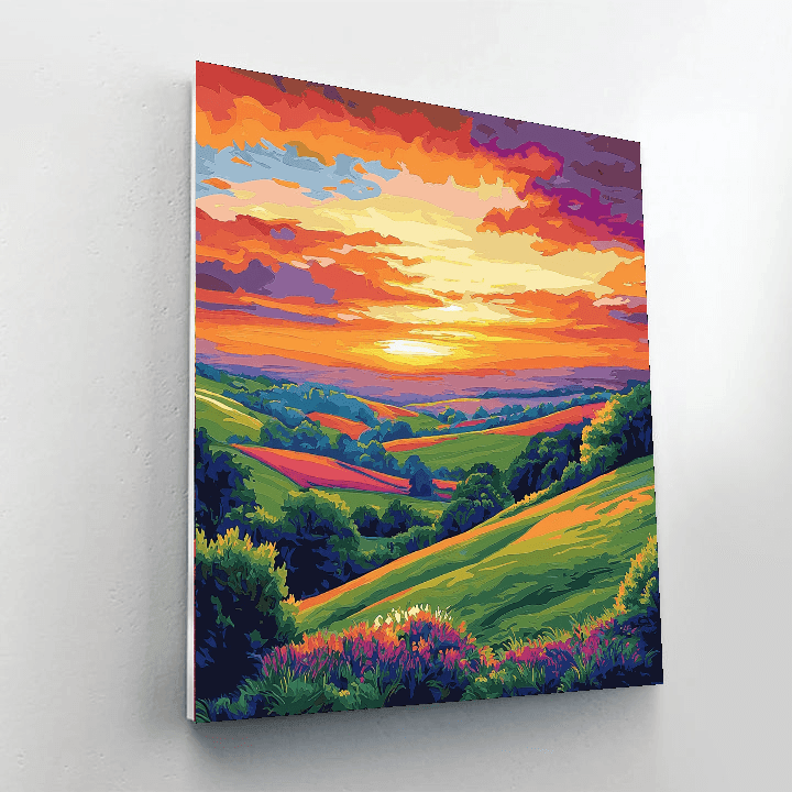 John Constable Inspired Sunset Over Hills  Paint By Numbers Kits