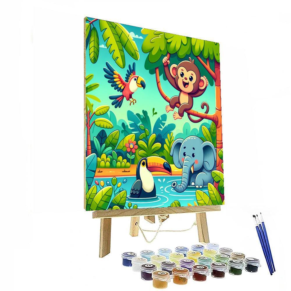 Animal Friends In The Jungle DIY Paint By Numbers