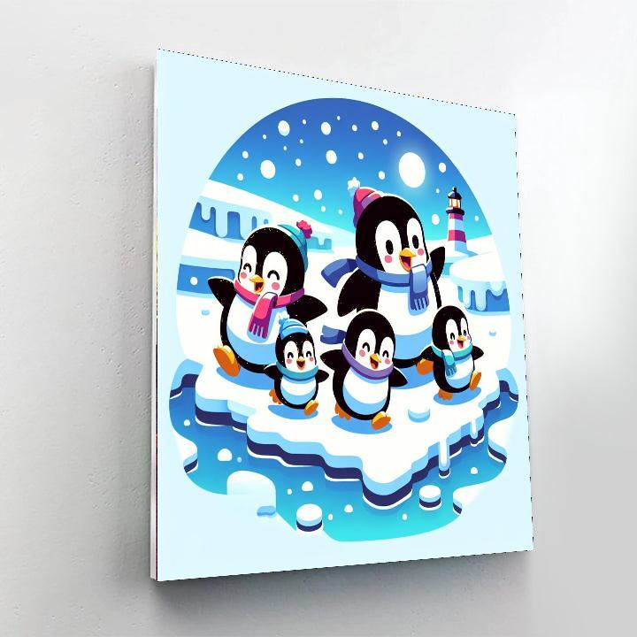 Joyful Penguin Family DIY Paint By Numbers