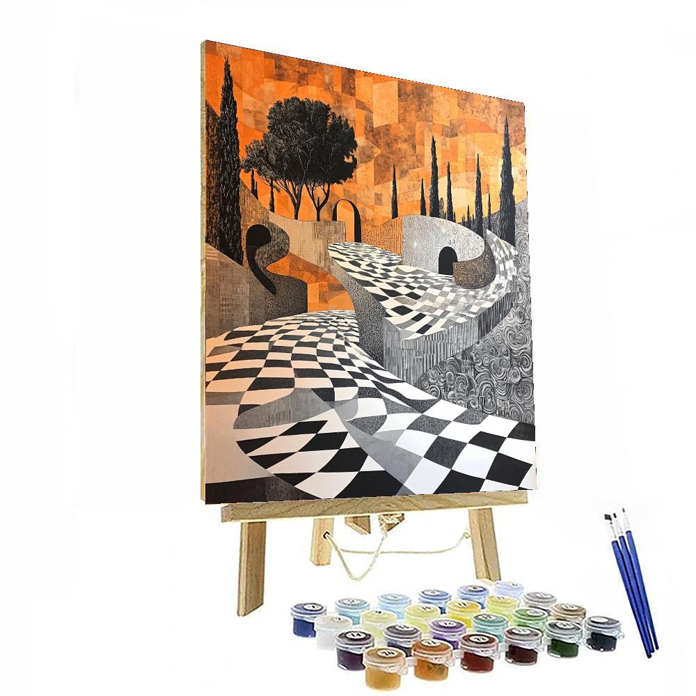 M.C. Escher Inspired Dimension Shift  Paint By Numbers Kits
