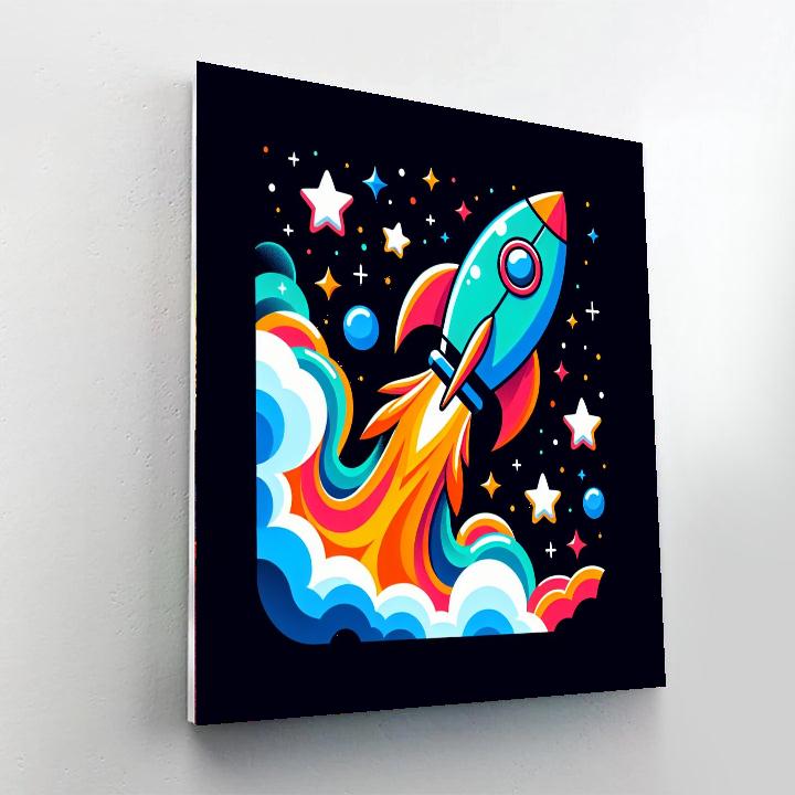 Rocketing Into Space Painting Number Kit