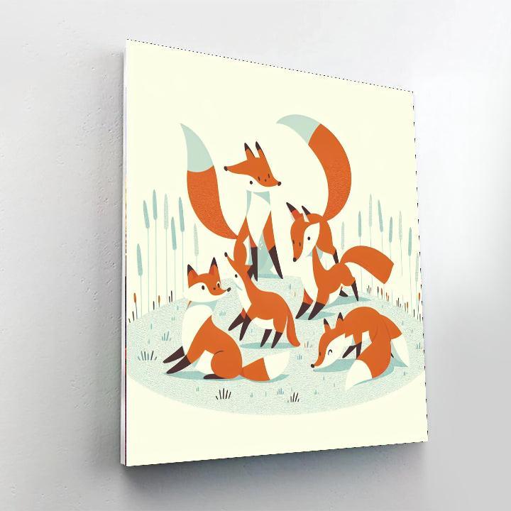 Fanciful Fox Frolic Number Painting