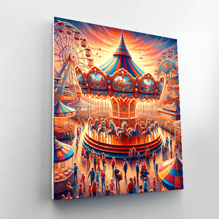 Joyful Carnival Scene Number Painting