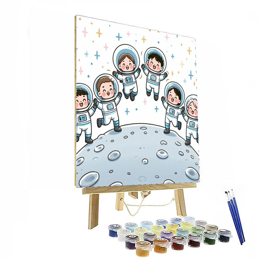 Astronauts' Moon Party DIY Paint By Numbers