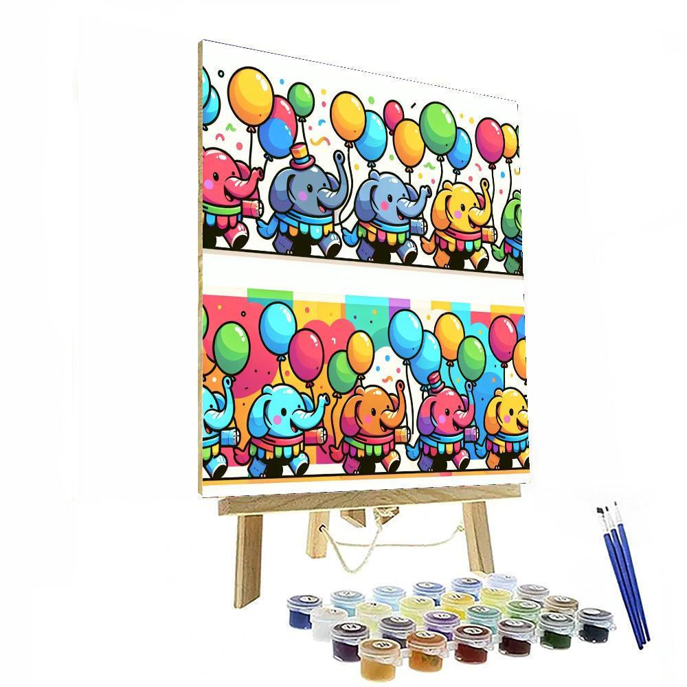 Gleeful Elephant Parade Paint By Number