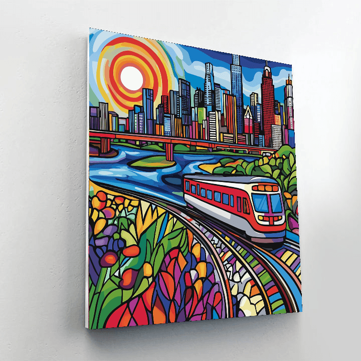 Roy Lichtenstein Inspired Urban Utopia  Paint By Numbers Kits