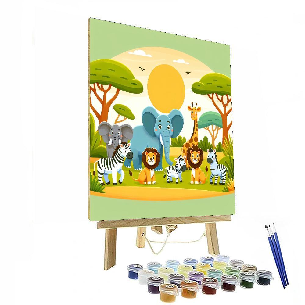 Exciting Animal Safari Paint By Numbers Art