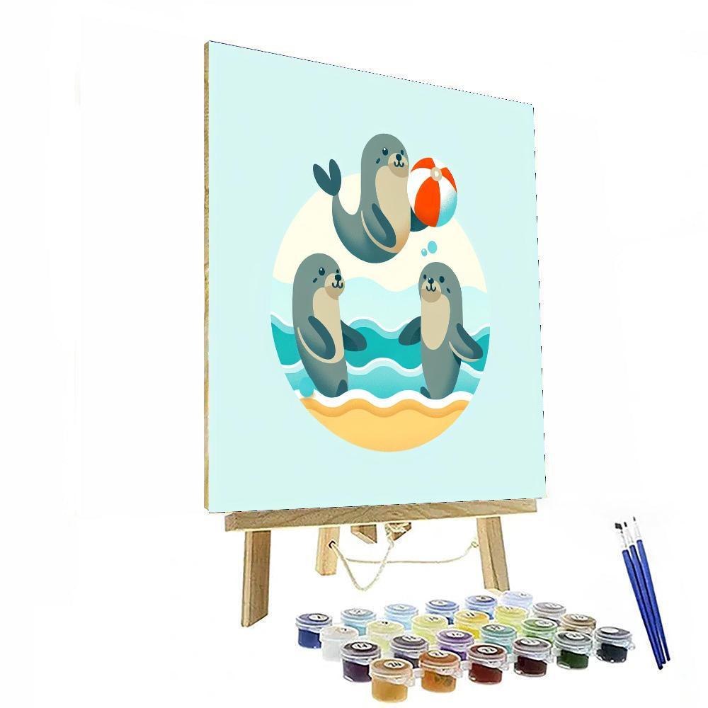 Charming Sea Lion Circus Numbered Painting Kits