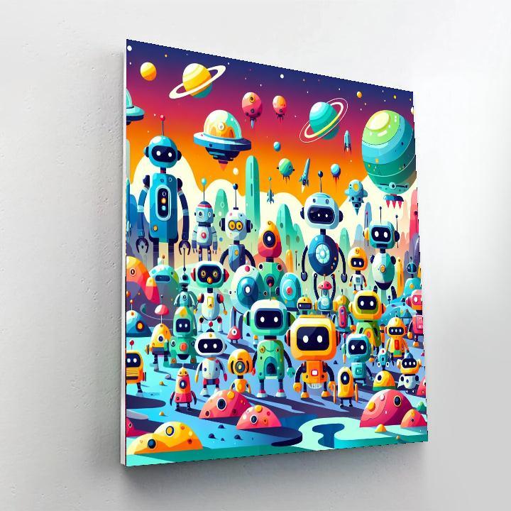 Robot Planet Invasion DIY Paint By Numbers