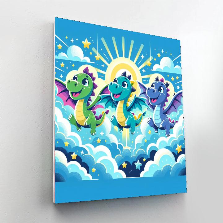Joyful Dragon Friends Numbered Painting Kits