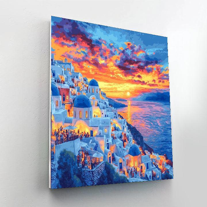 Santorini's Sunset At Oia Painting Number Kit