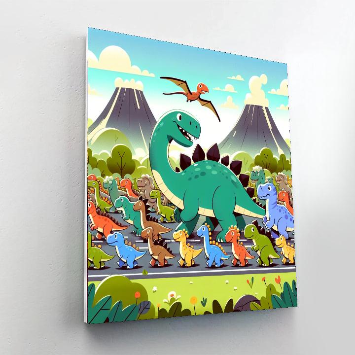 Dazzling Dinosaur Parade DIY Paint By Numbers