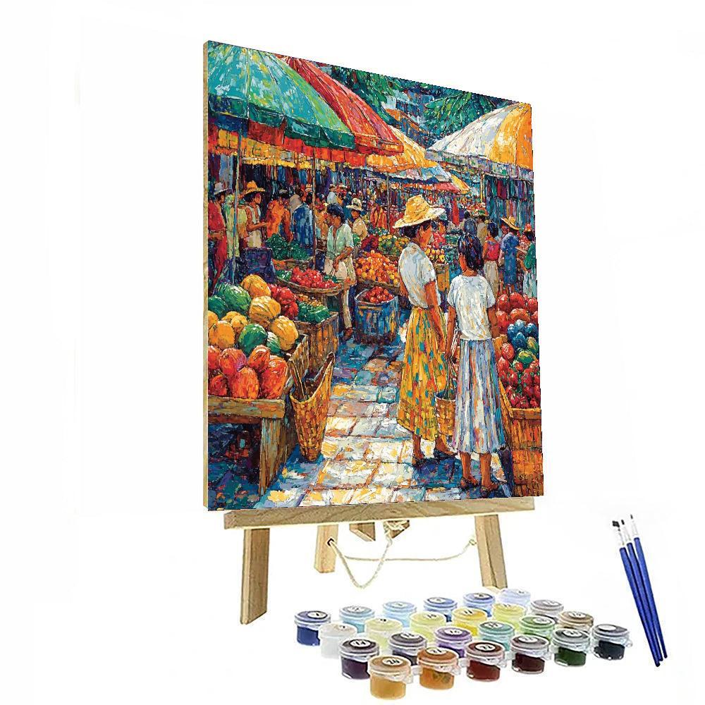Diego Rivera Inspired Bright Bazaar Of Cultures  Number Painting